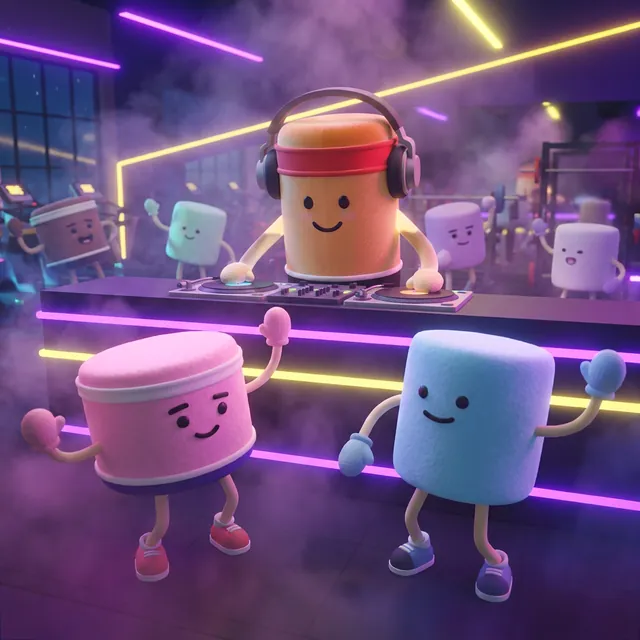 Toast the marshmallow DJing at a neon gym party
